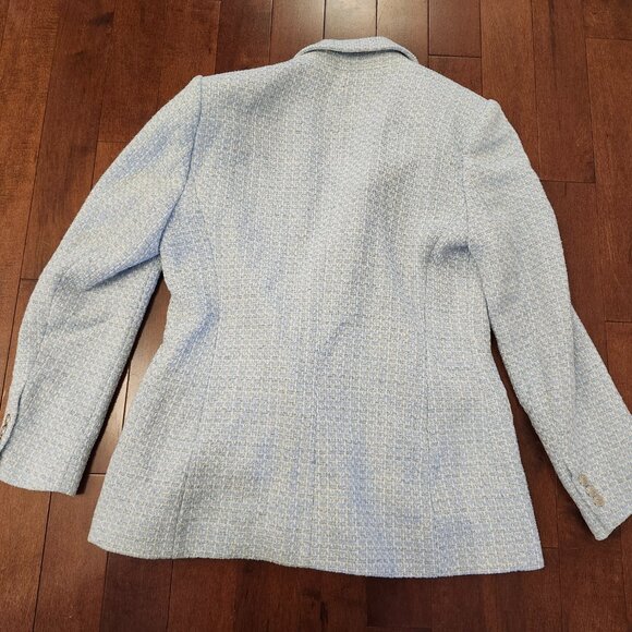 Zara women's light blue tweed double breasted blazer in size XL - Picture 2 of 7